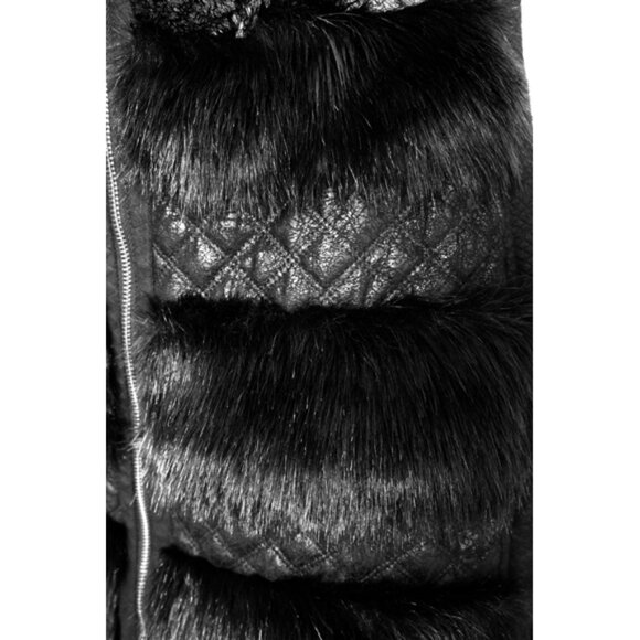 Black Bebe hip-length faux fur and leather vest - XS/S - Picture 7 of 11